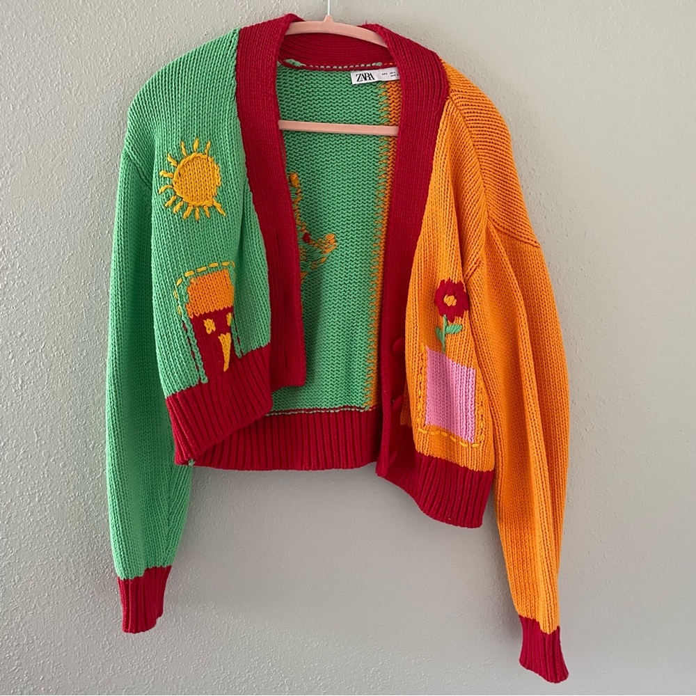 Zara Knit Cardigan Colorblock